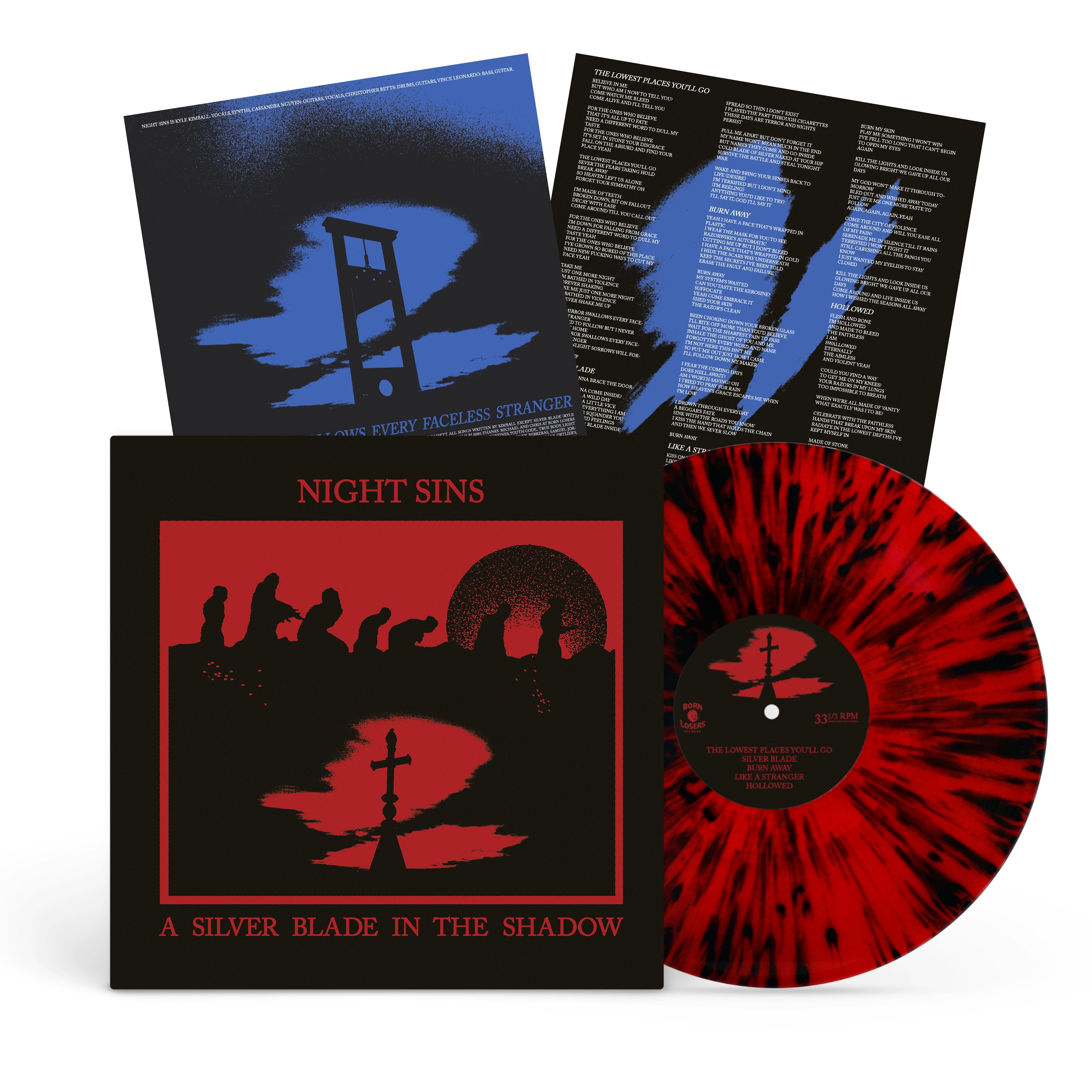 Night Sins - A Silver Blade In The Shadow Clear Red w/ Black Splatter Vinyl