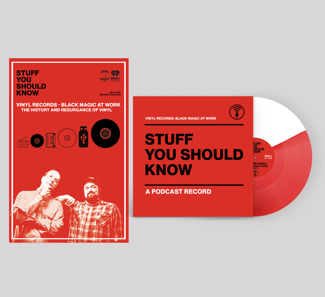 **PRE ORDER** Stuff You Should Know - Vinyl Records: Black Magic At Work Half White / Half Clear Red Vinyl