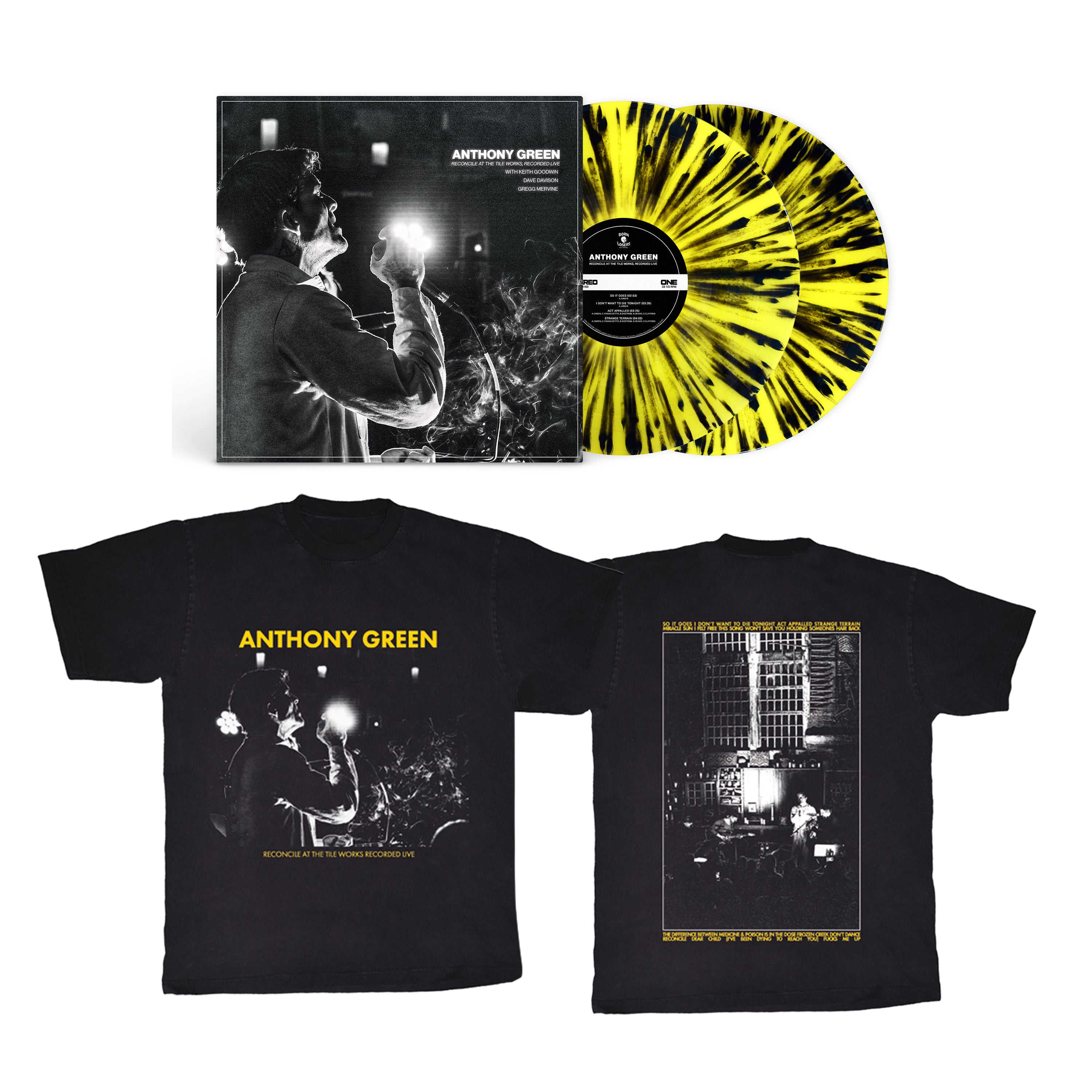 **PRE ORDER** Anthony Green Reconcile At The Tile Works, Recorded Live Vinyl / T Shirt Bundle