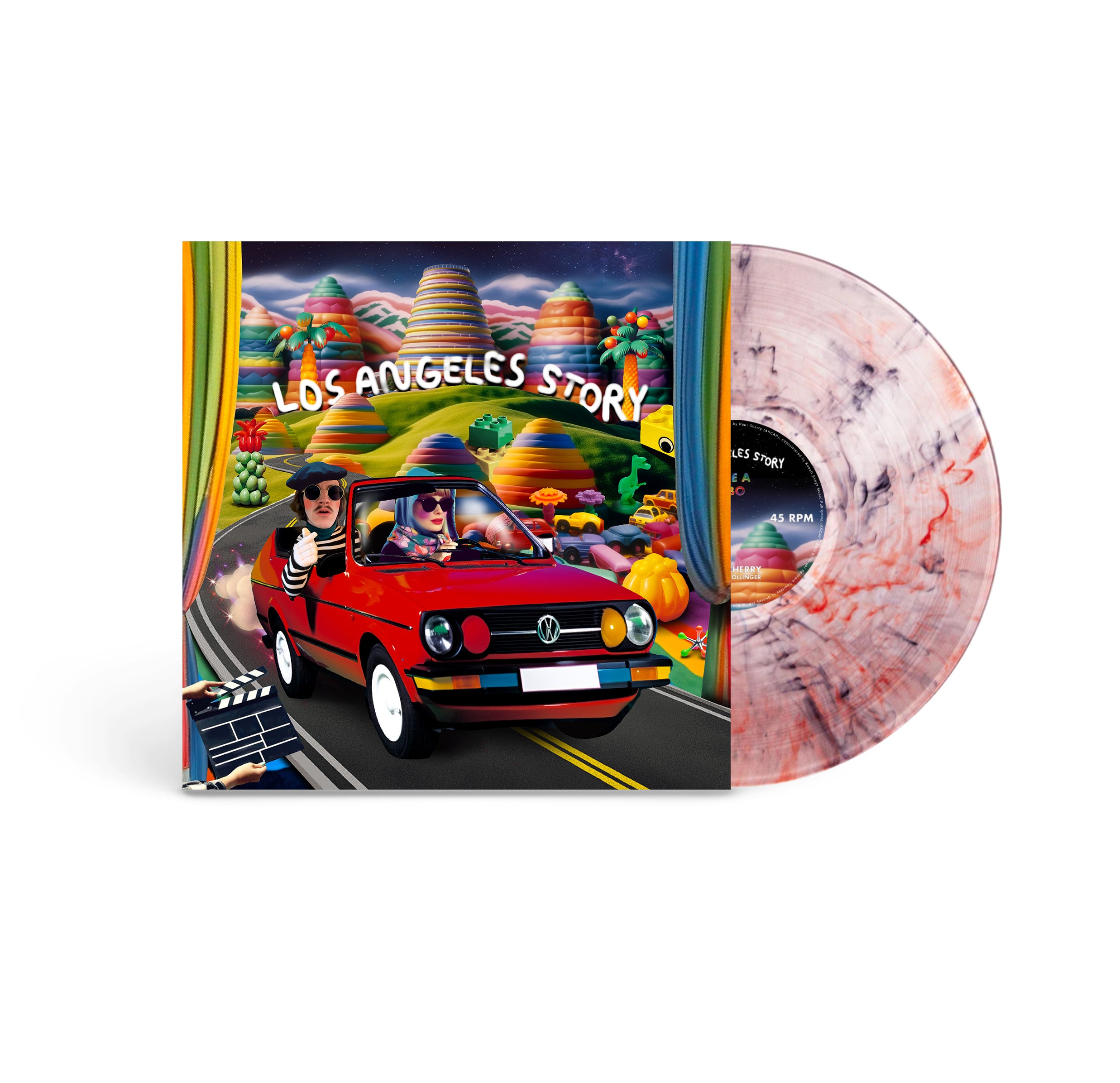 Paul Cherry (feat. Kate Bollinger) - Los Angeles Story Clear w/ Red & Black Swirl Vinyl 12" Single