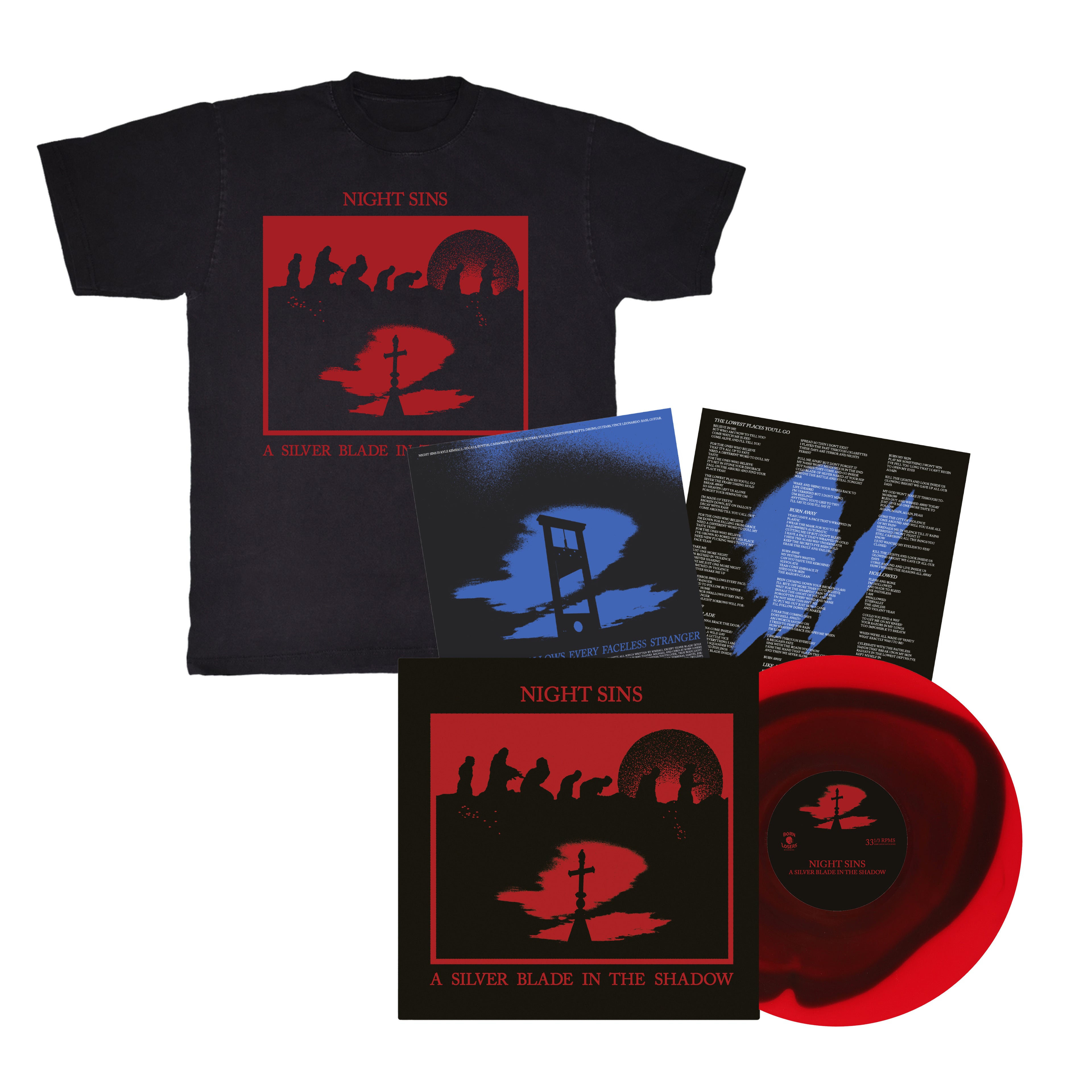 Night Sins - Silver Blade Vinyl / T Shirt Bundle